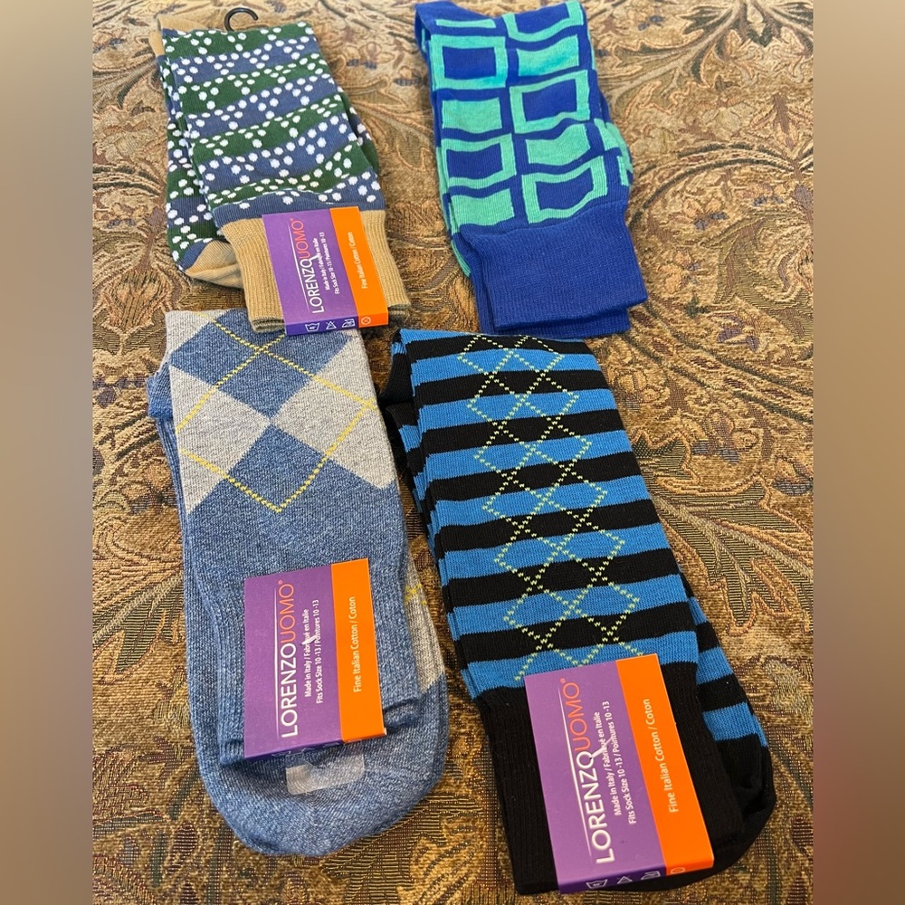 Lorenzo Uomo Italian Cotton Socks $19 ea or ALL 4 pairs for $50 NWT